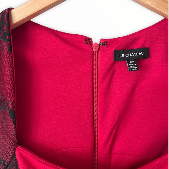 Deep Red & Black Lace Pencil Dress - Picture 4 of 5